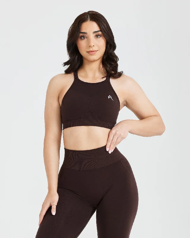 Effortless Seamless High Neck Bralette | 70% Cocoa