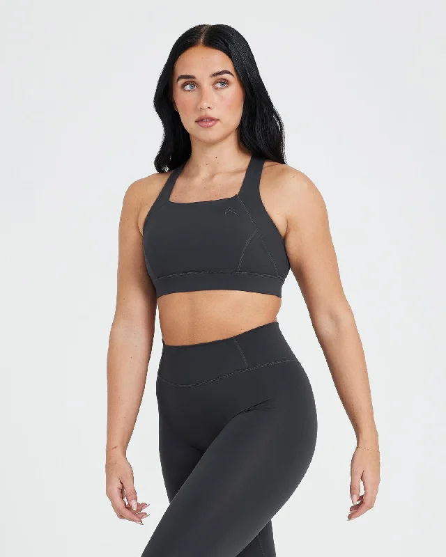 Timeless Wide Strap Sports Bra | Coal