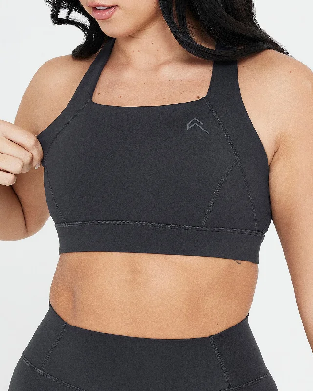 Timeless Wide Strap Sports Bra | Coal