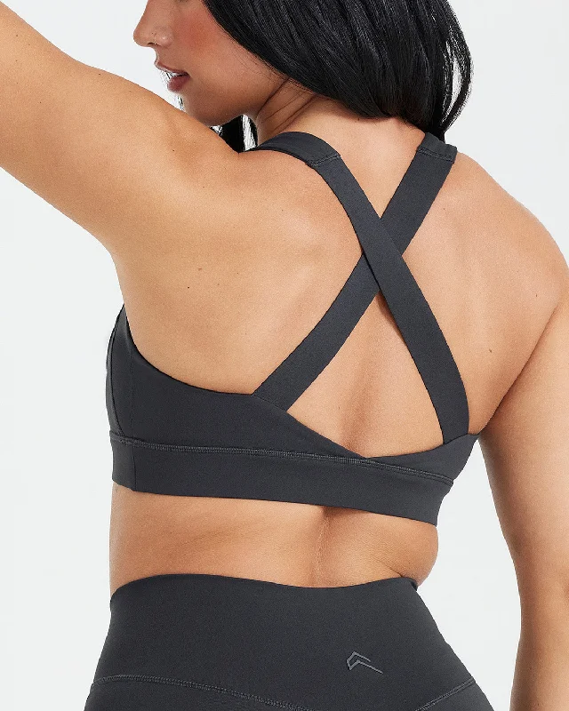 Timeless Wide Strap Sports Bra | Coal