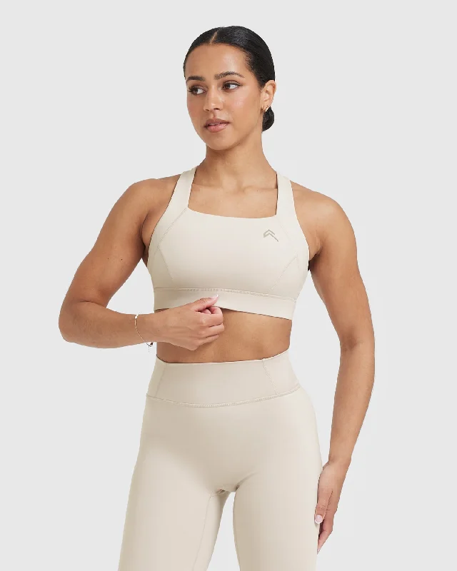 Timeless Wide Strap Sports Bra | Sand