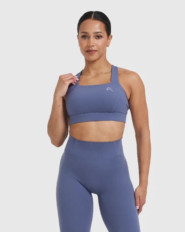 Timeless Wide Strap Sports Bra | Slate Blue