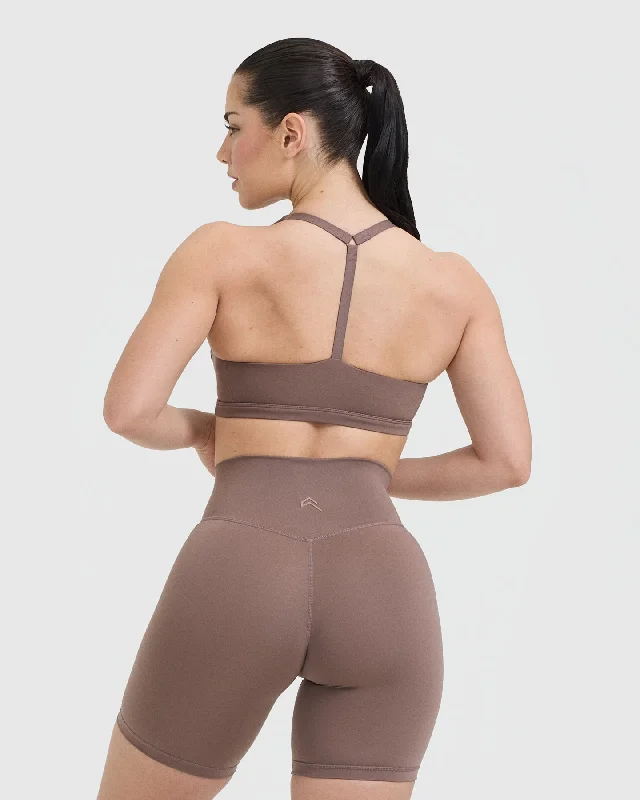 Timeless Square Neck Sports Bra | Cool Brown