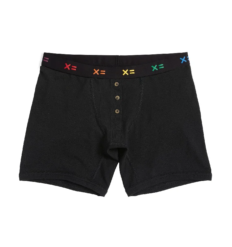 6"" Fly Boxer Briefs - Black X= Rainbow