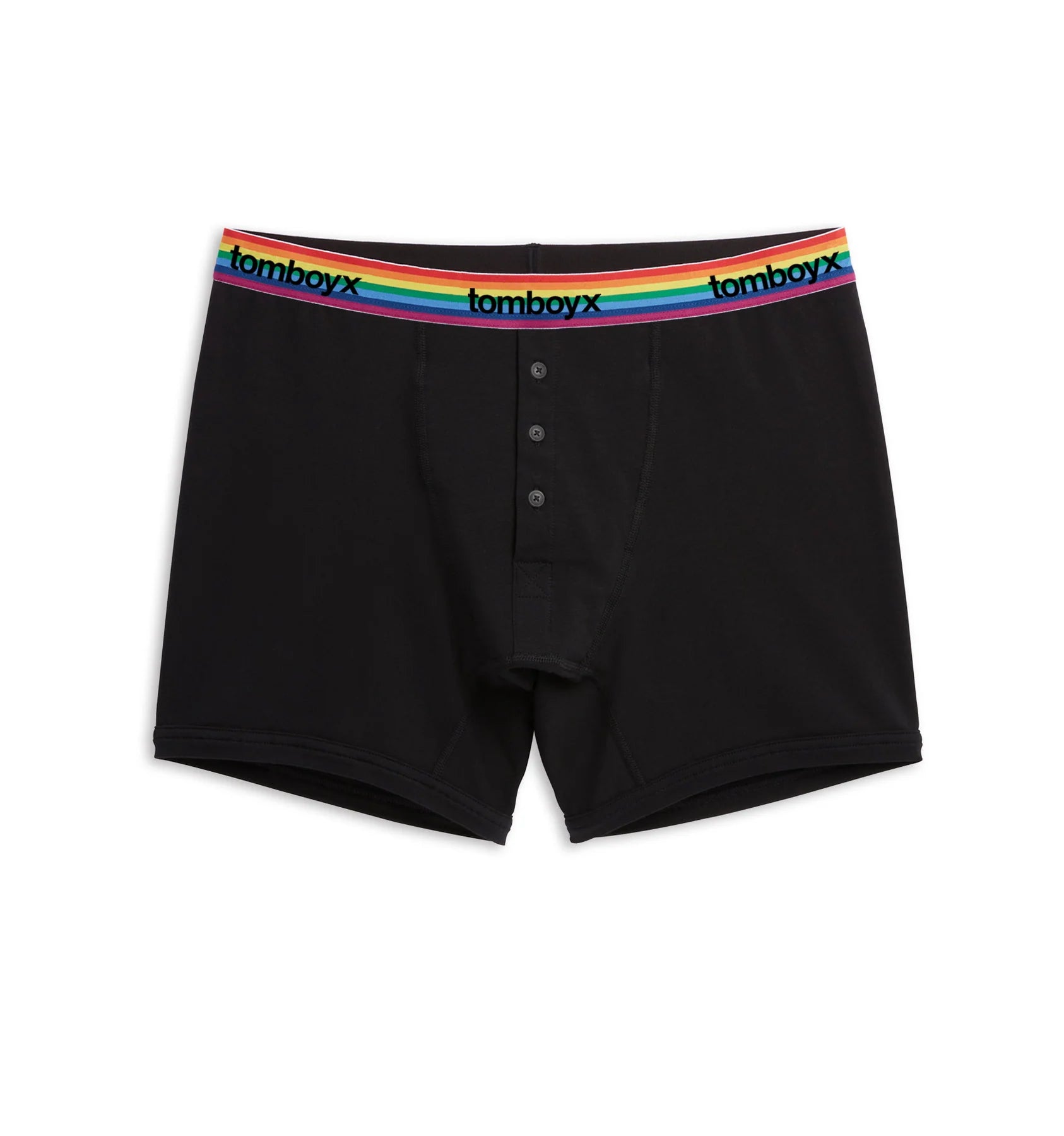 6"" Fly Boxer Briefs - Black Rainbow Logo