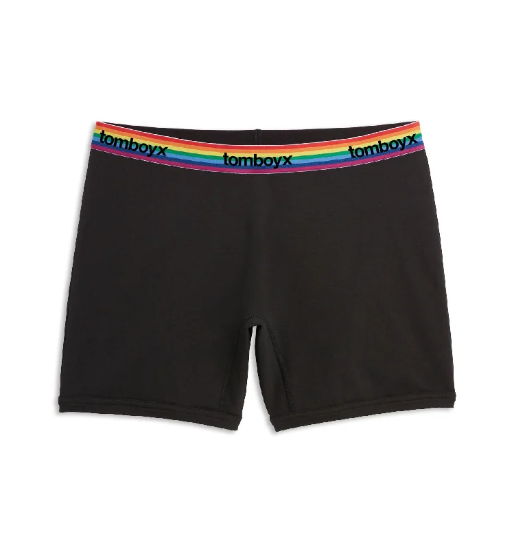 6"" No Fly Boxer Briefs - Black Rainbow Logo