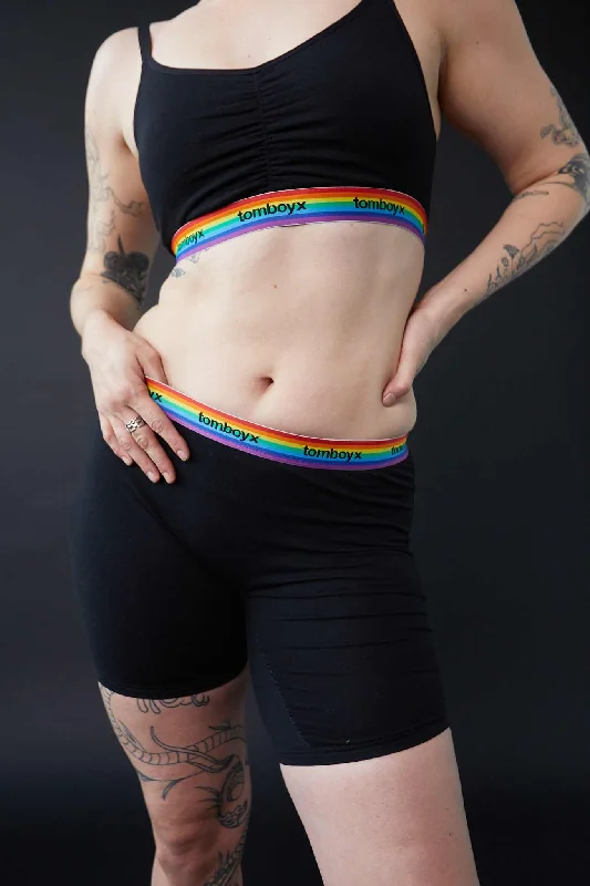 9"" Boxer Briefs - Black Rainbow Logo