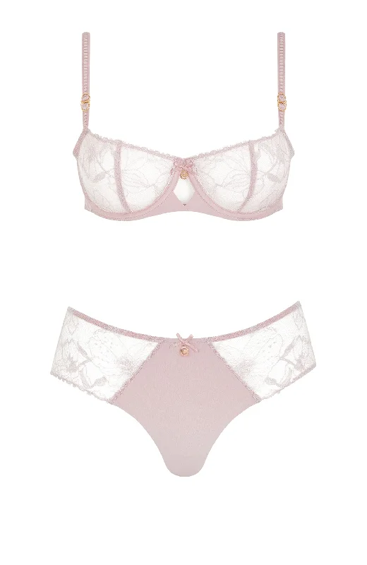 Orchids Half-Cup Balcony Bra and Shorty Set