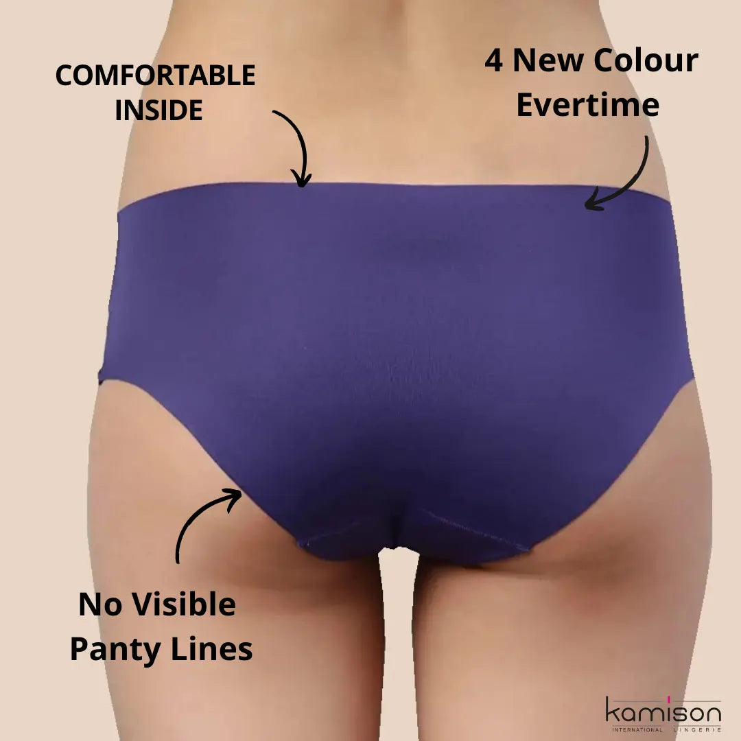 Seamless Panty Cotton No Panty Lines Bikini Brief Combo (Pack of 4)