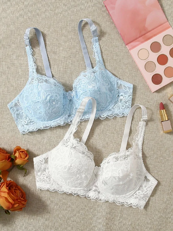 2pack Floral Lace Underwire Bra