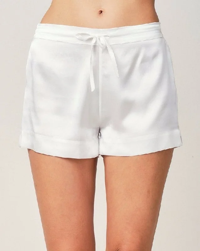 Alexandra Silk Pyjama in Moonlight White - Shorts