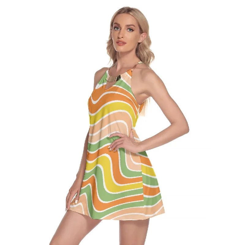 All-Over Print Women's Round Neck Above Knee Dress