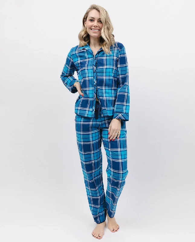 Brushed Blue Check Pyjama Top