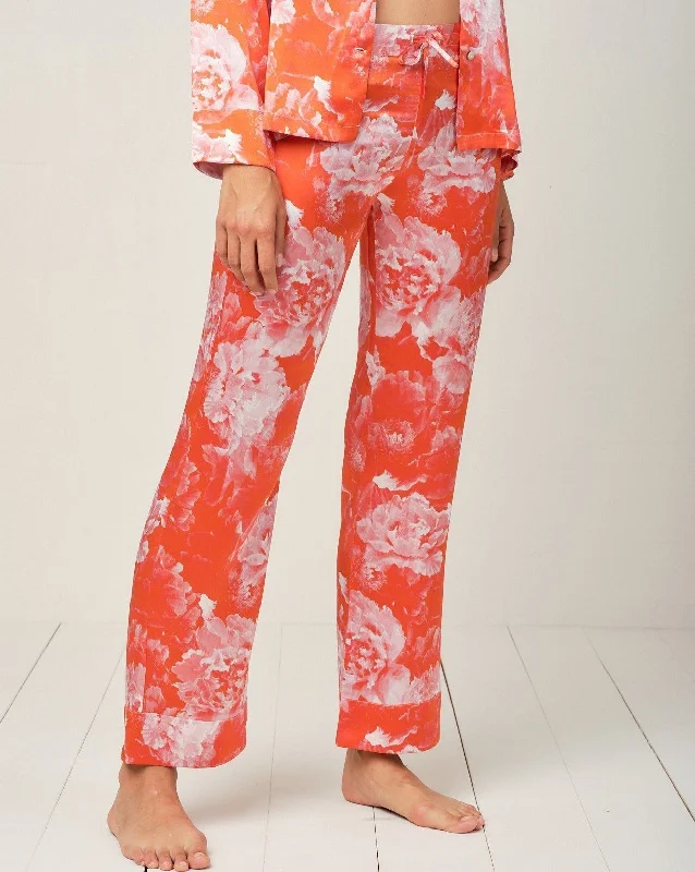 Elisabetha Silk Pyjama in Tea Garden Red - Bottom