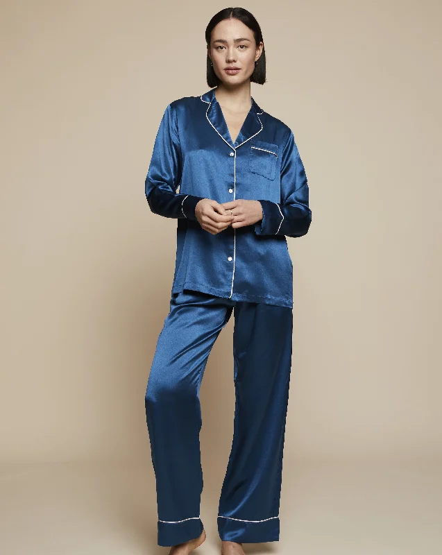 Elisabetha Silk Pyjama Bottom in Blue Hour