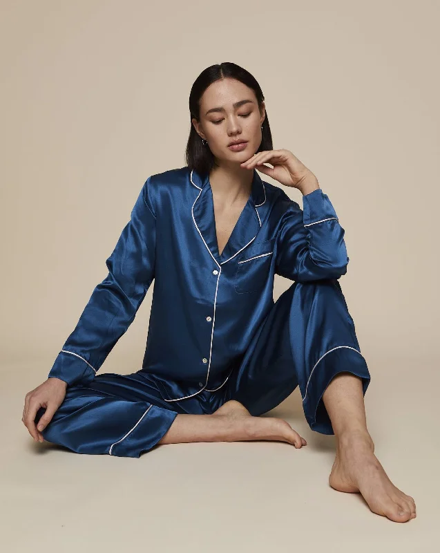 Elisabetha Silk Pyjama Bottom in Blue Hour