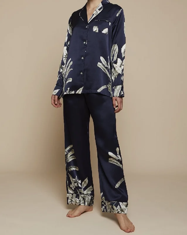 Elisabetha Silk Pyjama Bottom in Elephant Garden