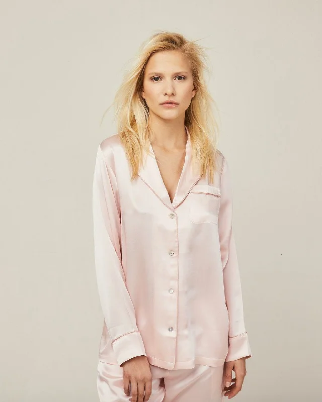 Elisabetha Silk Pyjama in Candy Rose - Top