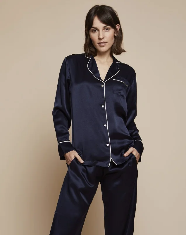 Elisabetha Silk Pyjama in Fullmoon Sky - Bottom