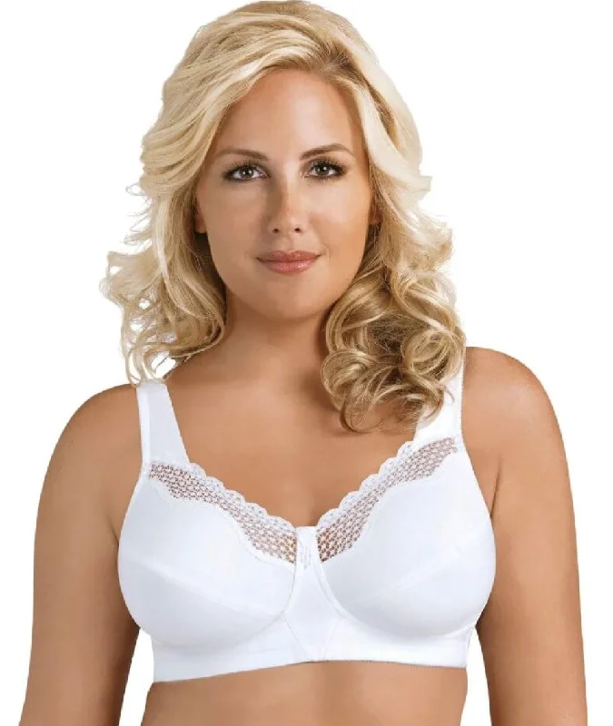 Exquisite Form Fully Cotton Soft Cup Wire-Free Bra With Lace 2 Pack - Damask Neutral/White