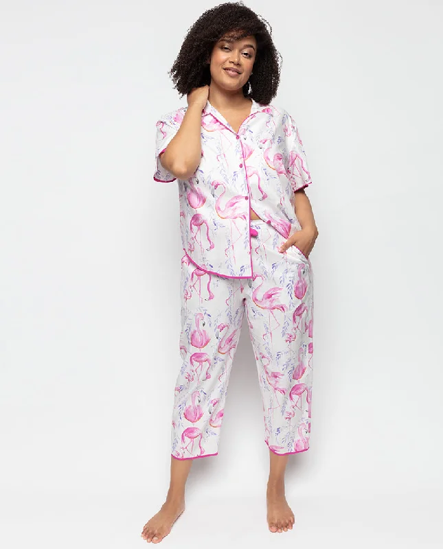 Fifi Flamingo Print Cropped Pyjama Bottoms