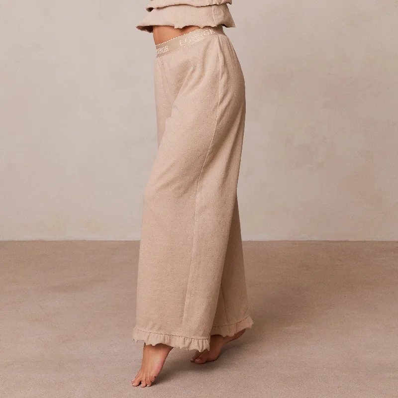 Frill Pyjama Trousers - Mink