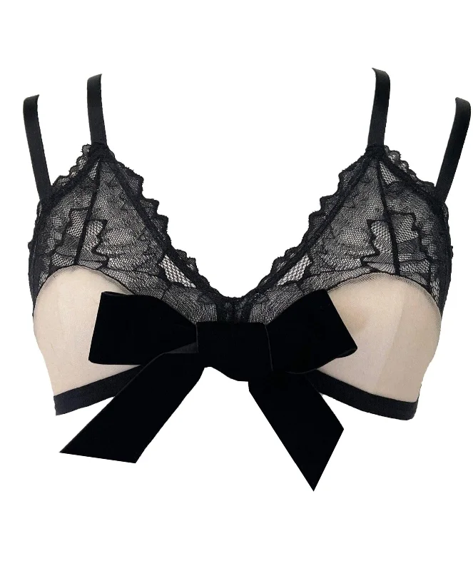 Georgia Lace and Sheer Tulle Bow Bralette