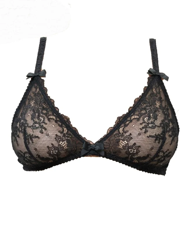 Kyoto Black Chantilly Lace Triangle Bralette