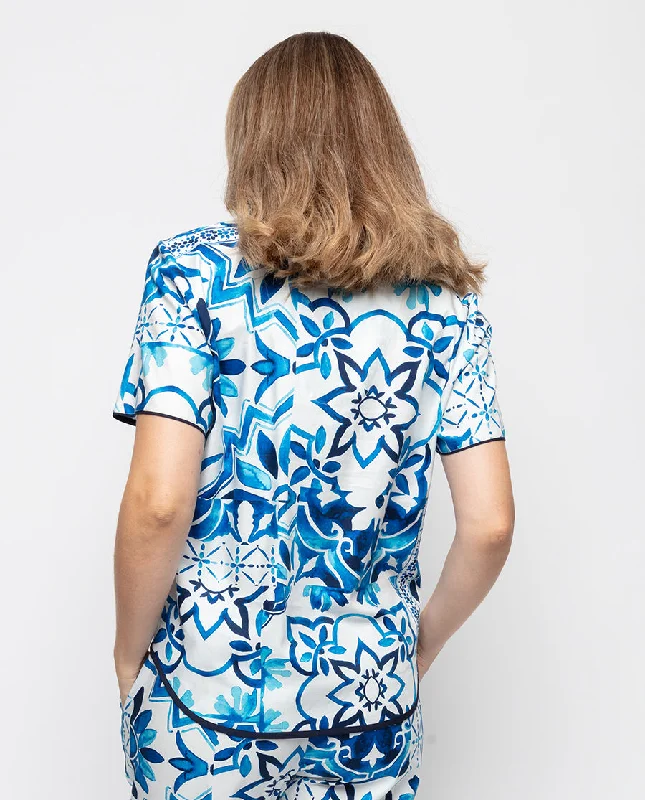 Marie Tile Print Pyjama Top