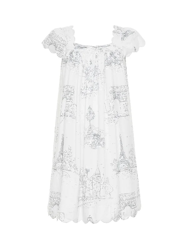 Paris Print Cap Sleeve Short Nightgown