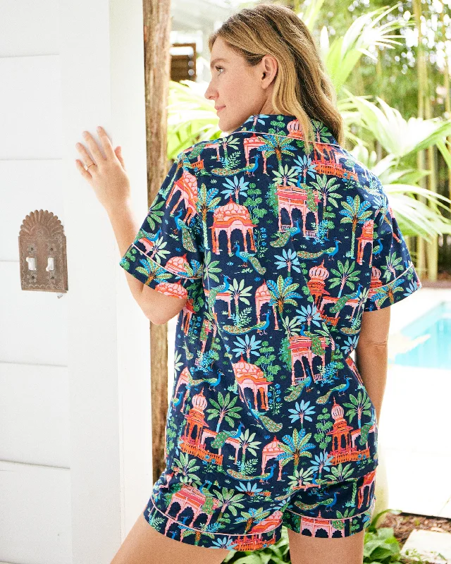 Peacock Palace - Short PJ Set - Deep Navy