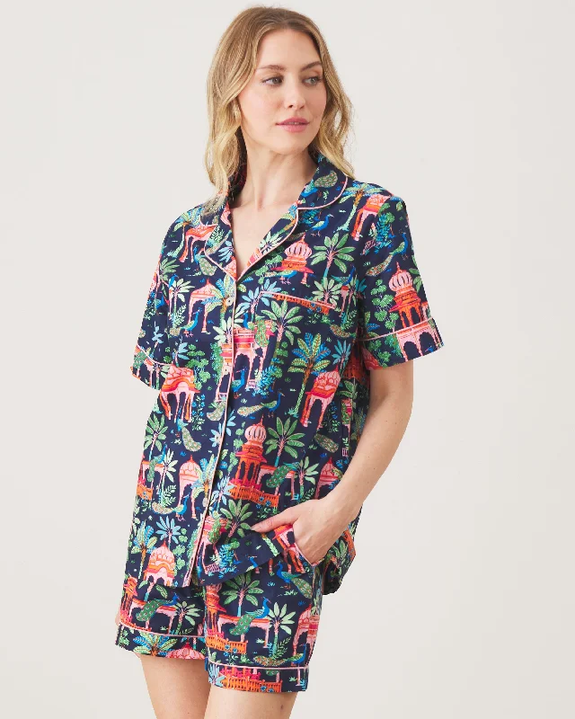 Peacock Palace - Short PJ Set - Deep Navy