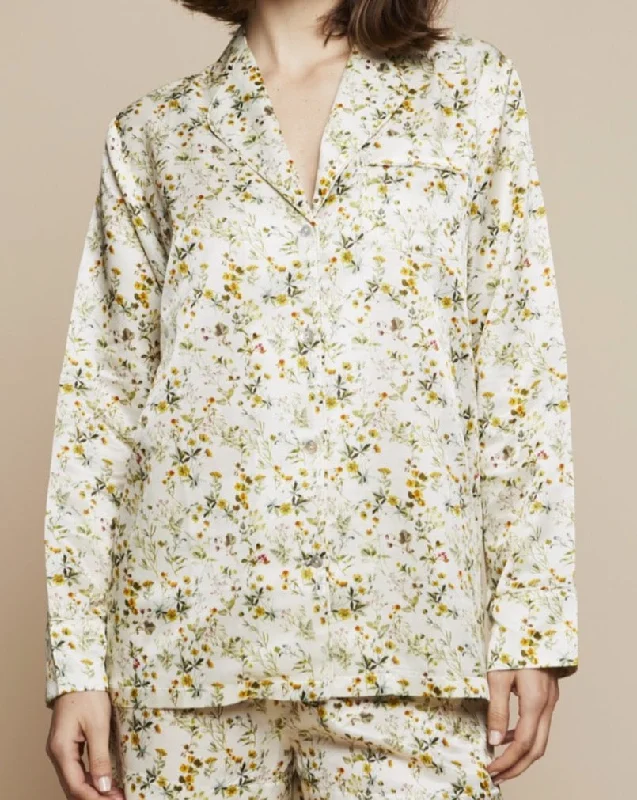 Ronja Silk Cotton Pyjama Top in Garden of Wales