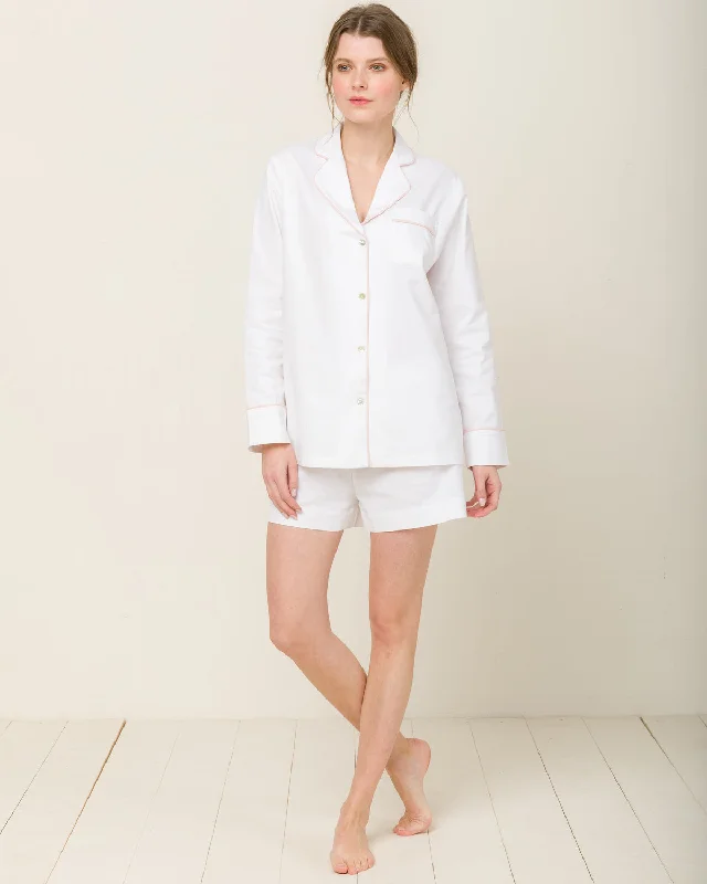 Sophia Linen-Mix Pyjama in Moonlight White - Top