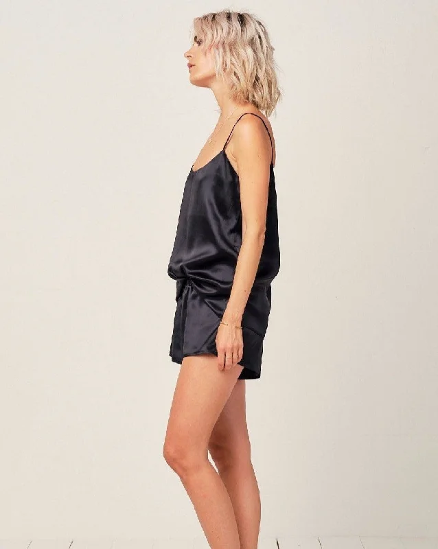 Thera Silk Shorts in Midnight Black