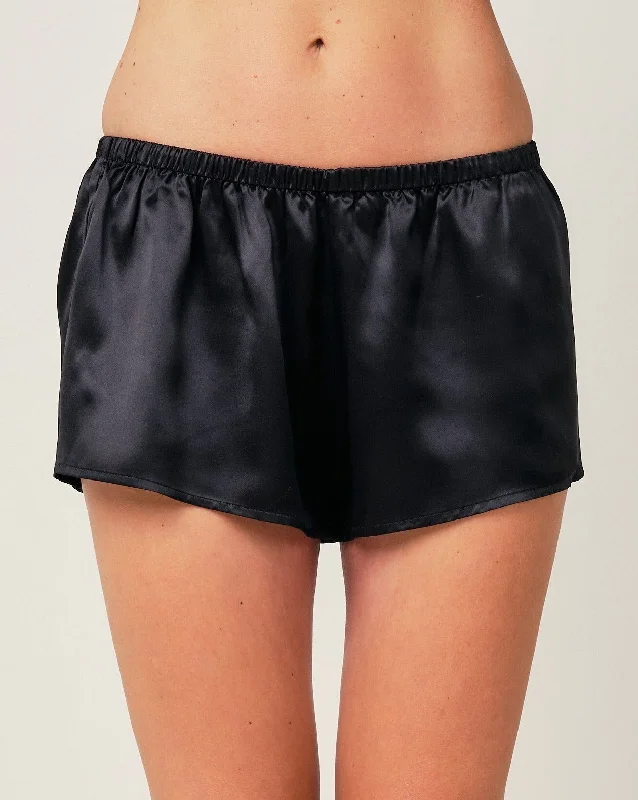 Thera Silk Shorts in Midnight Black