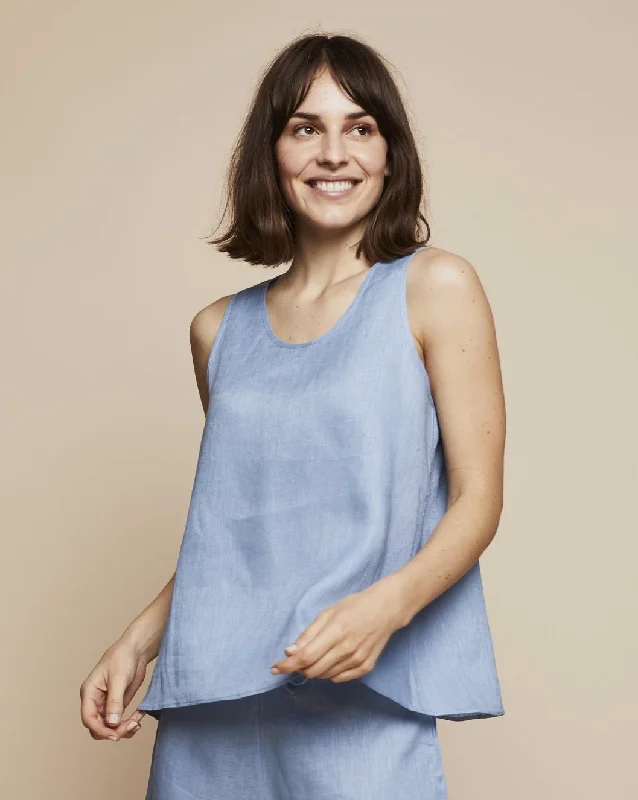 Thera Linen Tank Top in Candy Blue