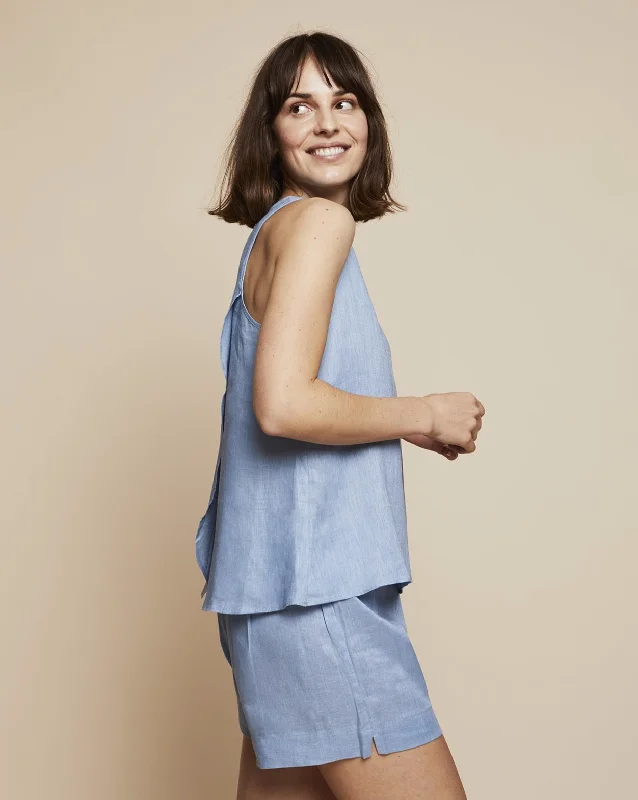 Thera Linen Tank Top in Candy Blue