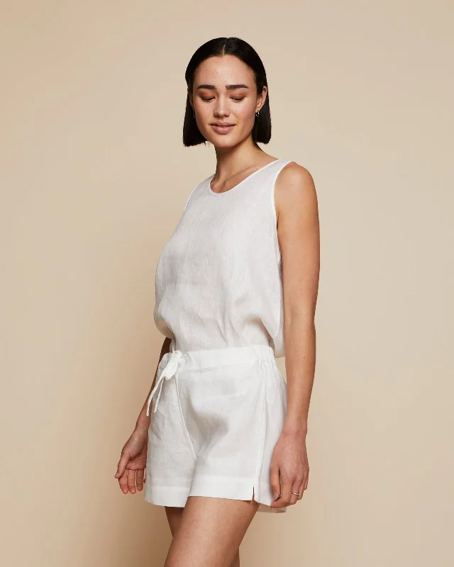 Thera Linen Tank Top in Moonlight White