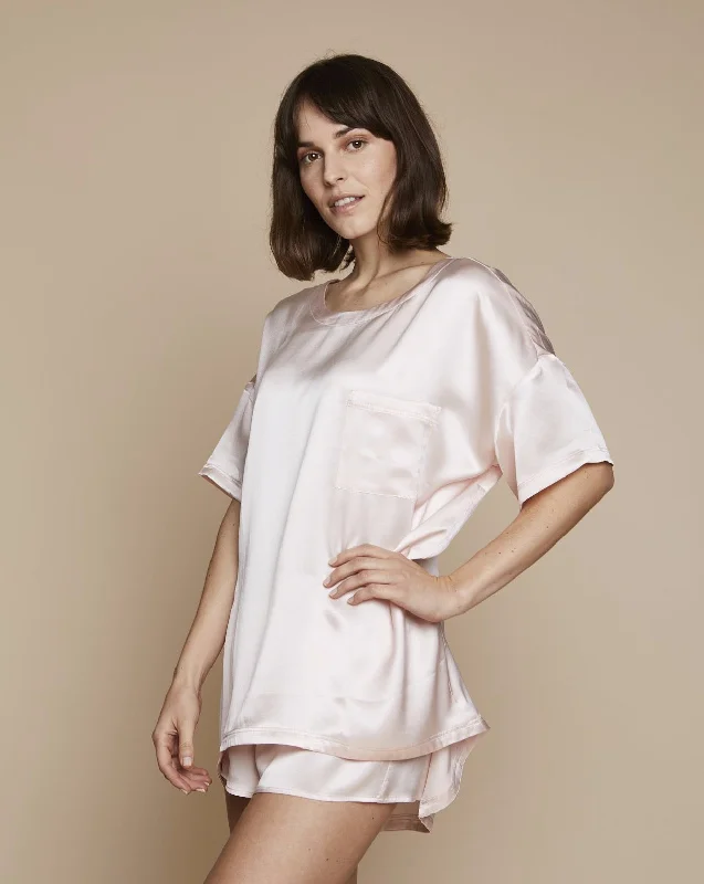 Thera Silk Shirt and Short in Candy Rosé - Set