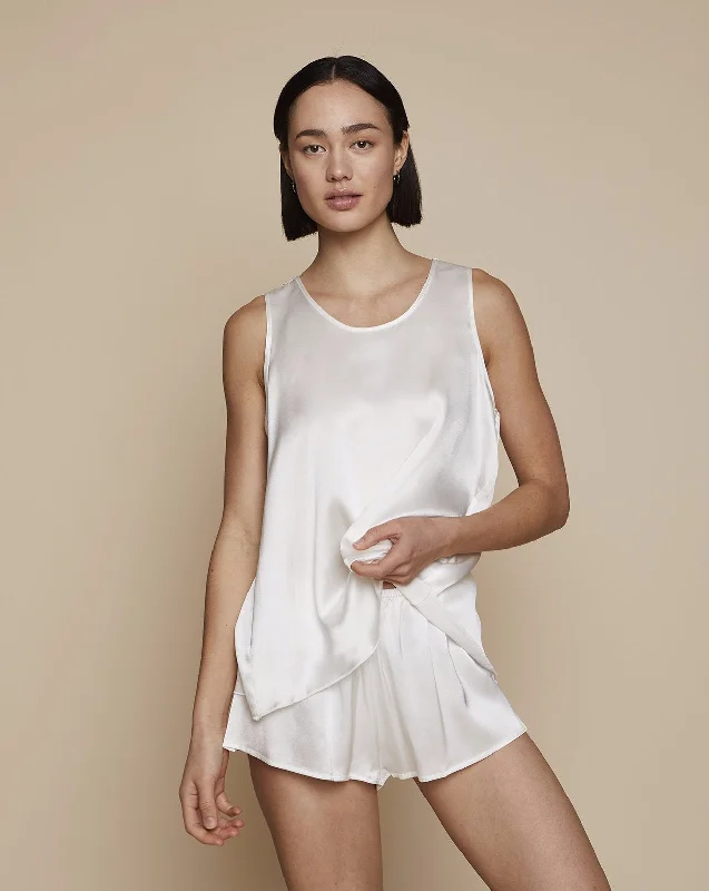 Thera Silk Tank Top and Shorts  in Moonlight White - Set