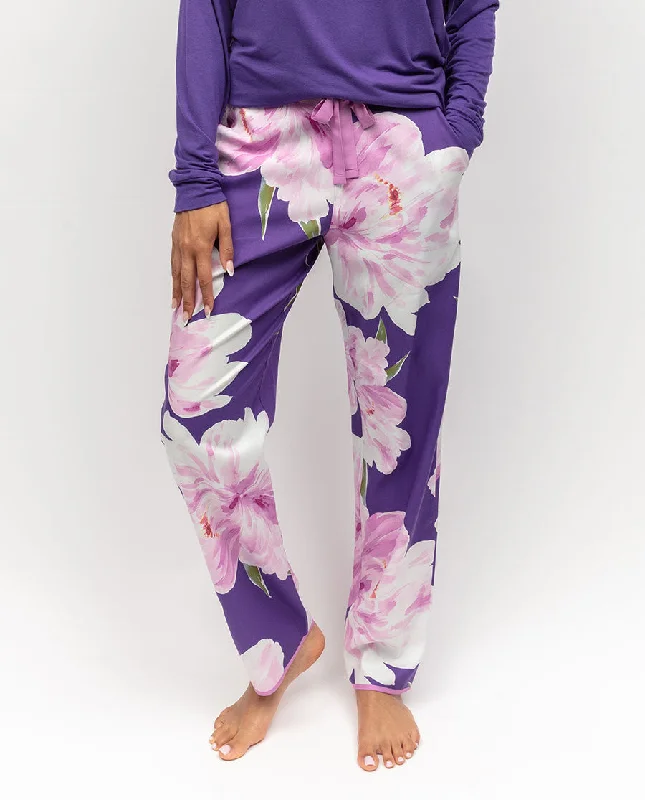 Valentina Purple Floral Print Pyjama Bottoms