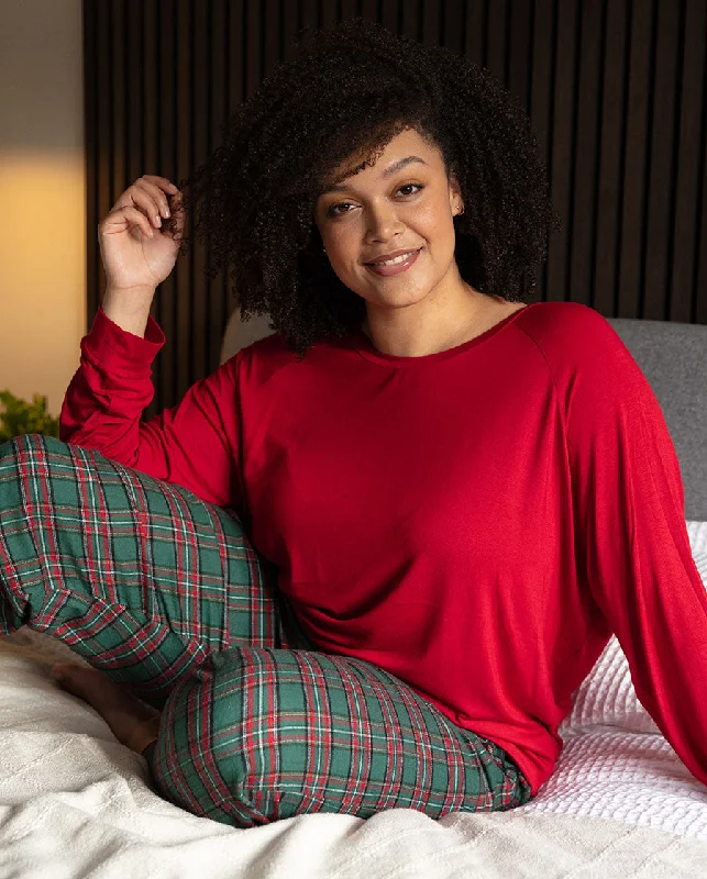 Red Slouch Jersey Pyjama Top