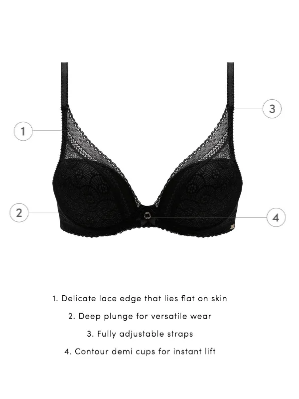 Festivite Plunge T-Shirt Bra - Black