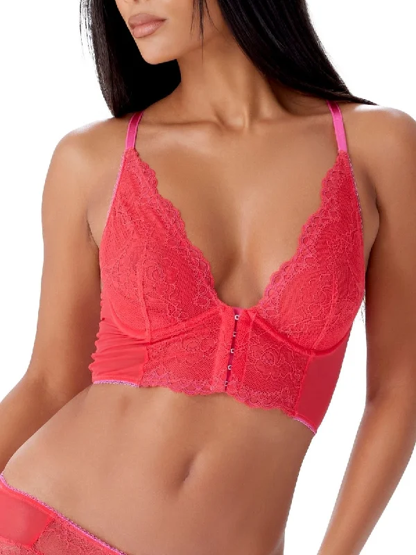 Superboost Lace Deep V Bralette - Rose Red