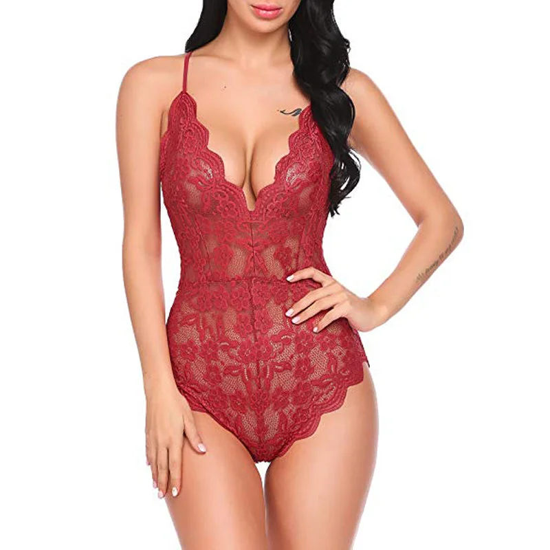 Women Lingerie Sexy Hot Babydoll One Piece Lace Teddy Bodysuit Sexy Babydoll Bodysuit