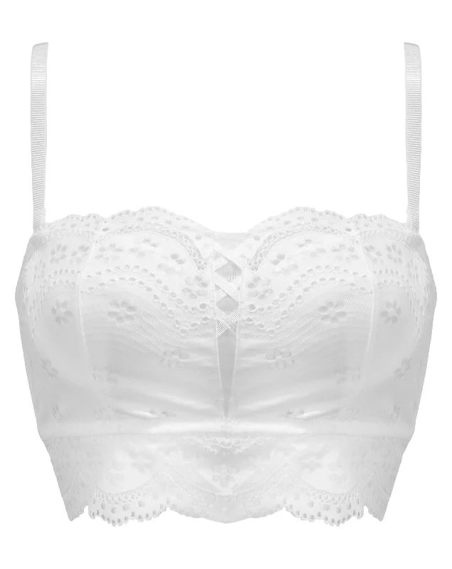 Swoon Strapless Longline Bra In White - Pour Moi