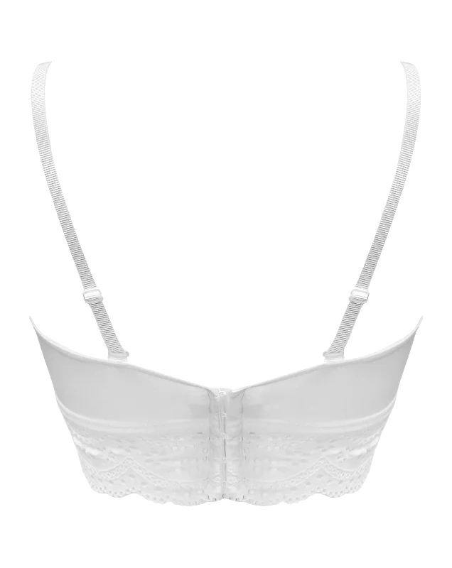 Swoon Strapless Longline Bra In White - Pour Moi