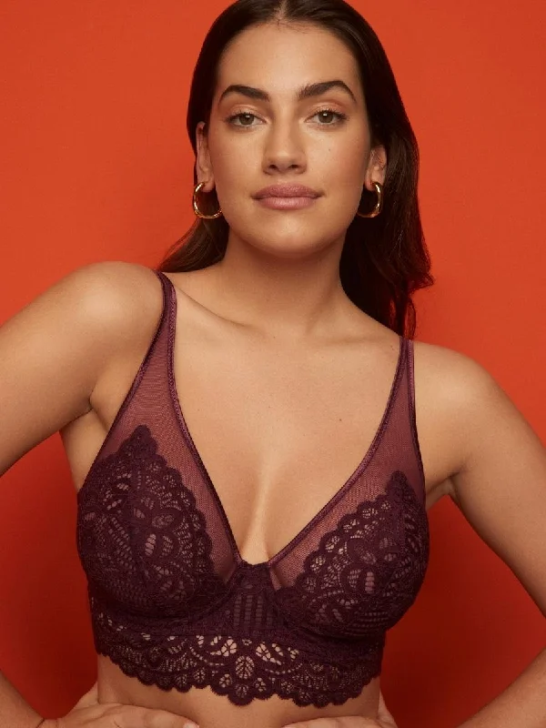 Twist First Night Longline Plunge Bra - Merlot