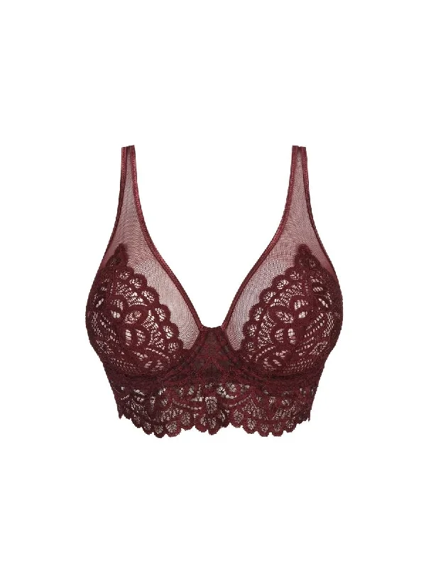 Twist First Night Longline Plunge Bra - Merlot